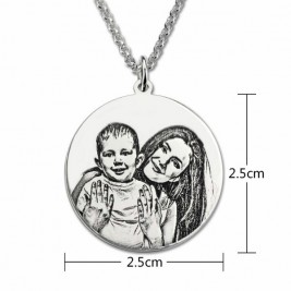 Grey Colour Photo Necklace with Engraved Text