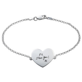 Engraved Handwriting Bracelet - Heart Shaped