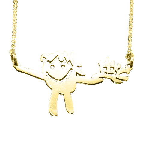 DIY Drawing Necklace in Silver or Gold- Draw Your Own Style - Combine Any Dream Elements