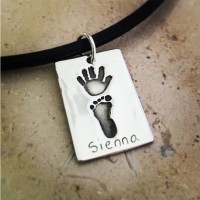 925 Sterling Silver Hand/Foot Print Double Dogtag