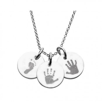 925 Sterling Silver Hand/Footprint Engraved Disc Pendant