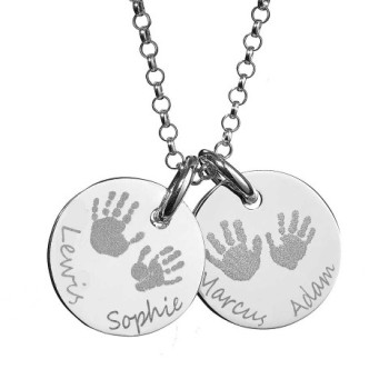 Large Engraved Handprint Necklace For Children