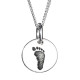 925 Sterling Silver Hand / Footprint Medium Circle Pendant