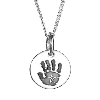 925 Sterling Silver Hand / Footprint Medium Circle Pendant