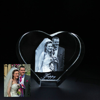 Heart Shape Crystal With 2D/3D Photo Engraved