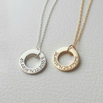 Personalised Circle Washer Necklace with Engraved Text