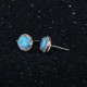 Vibrant Cultured Blue Opal Earrings set in 925 Silver(Round 8mm Blue Opal)