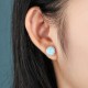 Vibrant Cultured Blue Opal Earrings set in 925 Silver(Round 8mm Blue Opal)