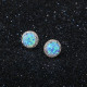 Vibrant Cultured Blue Opal Earrings set in 925 Silver(Round 8mm Blue Opal)