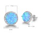 Vibrant Cultured Blue Opal Earrings set in 925 Silver(Round 8mm Blue Opal)
