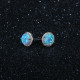 Vibrant Cultured Blue Opal Earrings set in 925 Silver(Round 8mm Blue Opal)