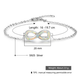 White Opal Infinity Bracelet 925 Sterling Silver