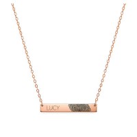 Actual Fingerprint And Name Necklace 1.5 inch in 18k Rose Gold Plated 925 Sterling Silver, Personalized Memorial Jewelry