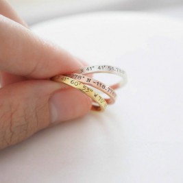 Personalised Sterling Silver Stackable Ring Name Ring With Message And Birthstone