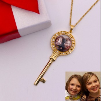 Coloured Photo Key Necklace Sterling Silver