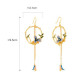 Long Tassel Hook Drop Earrings With Enamel Flower And Bird