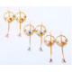 Long Tassel Hook Drop Earrings With Enamel Flower And Bird