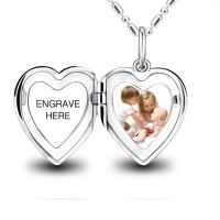 Personalised Engravable Photo Locket Pendant Necklace Sterling Silver