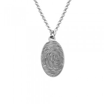 Fingerprint Oval Necklace in Sterling Silver
