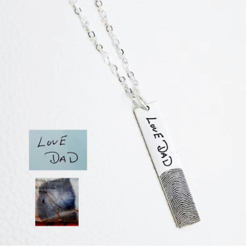 Actual FingerPrint Necklace In Sterling Silver With Signature