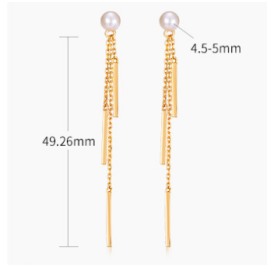 Gold Plated Sterling Silver Tassel Earrings Pearl Drop Earrings