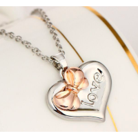 Cute Heart With Bow Two Coloured Personalised Necklace