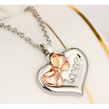 Cute Heart With Bow Two Coloured Necklace Personalised New Design