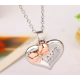 Cute Heart With Bow Two Coloured Personalised Necklace