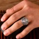 Solid Sterling Silver 3D Lion Head Signet Ring For Men