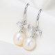 Freshwater Pearl Earrings On Sterling Silver Hooks With Bow