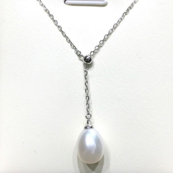 Freshwater Pearl Oval Lariat Drop Necklace Gift For Her