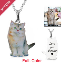 Personalised Custom Pet Photo Necklace Cat Necklace In Sterling Silver