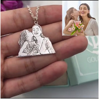 Custom Photo Engraved Necklace Sterling Silver