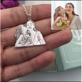 Custom Photo Engraved Necklace Sterling Silver