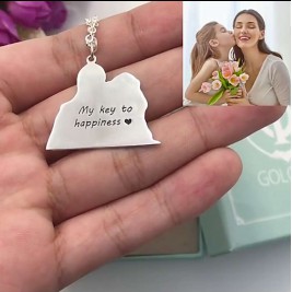 Custom Photo Engraving Necklace Sterling Silver