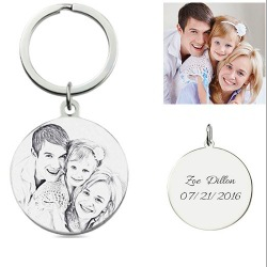 Round Photo Keyring Key Chain Sterling Silver