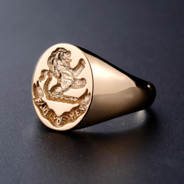 Signet Rings With Family Crest 18ct Gold Plated Sterling Silver