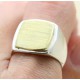 Solid Sterling Silver Square Signet Ring With Gold Brushed Surface Effect