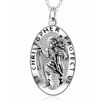 Personalised Mens St Christopher Silver Necklace