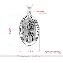 Personalised Mens St Christopher Silver Necklace