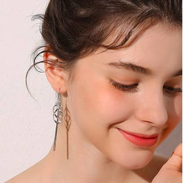 Tassel Earrings With Geo Pendants Long Drop Earrings Sterling Silver