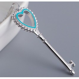 Turquoise Colour Key Necklace in Sterling Silver
