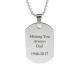 Large Fingerprint Dog Tag Solid Sterling Silver Engraved Dog Tag Necklace