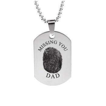 Inked Fingerprint Dog Tag Necklace