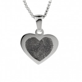 Sterling Silver Fingerprint Cascade Heart Pendant