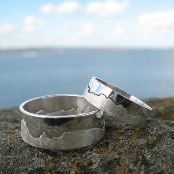 Personalised Solid Sterling Silver Mens Coastline Map Ring