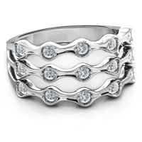 3 Row Fashion Wave Ring
