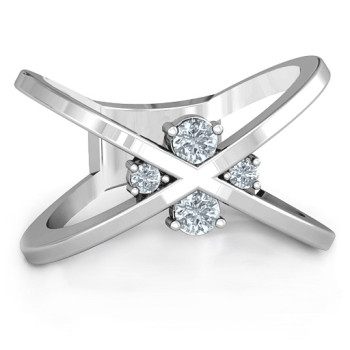 4 Stone Crossover Ring