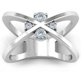 4 Stone Crossover Ring