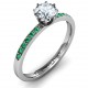 8 Prong Solitaire Set Ring with Twin Channel Accent Rows